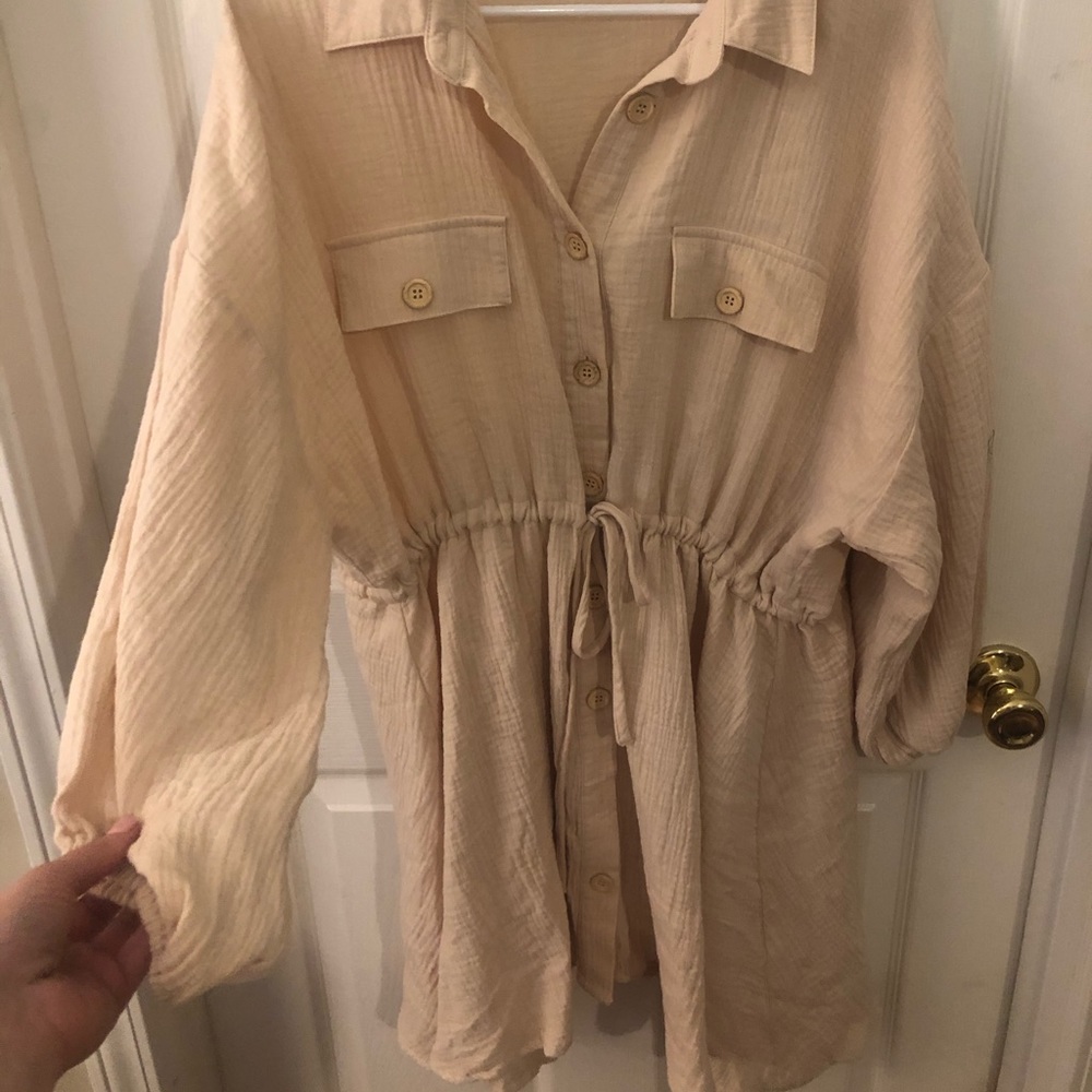 Oatmeal Pink Lily long sleeve dress